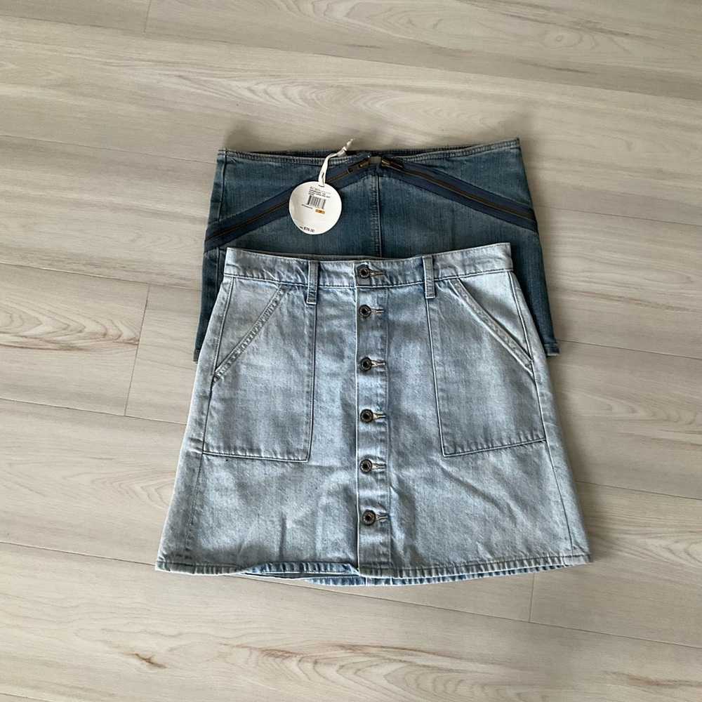 Lucky and BCBGeneration Dual Denim Mini Skirt Set 2 skirts for sale